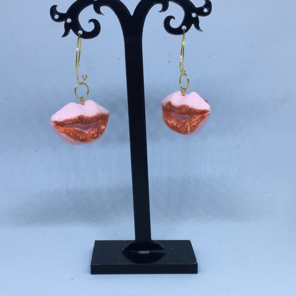Unique Handmade Polymer Clay Lip 👄 Earrings